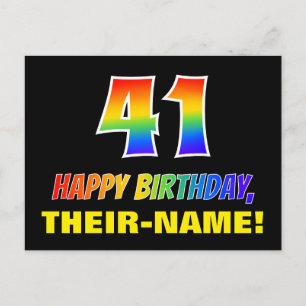 41ste verjaardag: Vet, Vun, Eenvoudig, Regenboog 4 Briefkaart