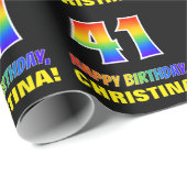 41ste verjaardag: Vet, Vun, Eenvoudig, Regenboog 4 Cadeaupapier (Rol Hoek)