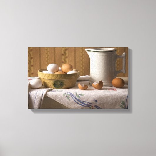 4211 Eieren en pitcher stilstaand Canvas Afdruk (Voorkant)