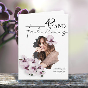 42 & Fabulous Orchide Foto Verjaardagskaart Kaart