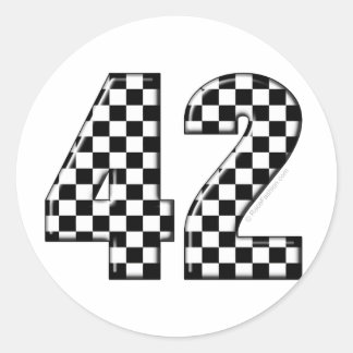 42 geruit nummer ronde sticker