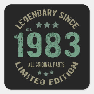 42 jaar oude Bday 1983 Legend 42ste verjaardag cad Vierkante Sticker