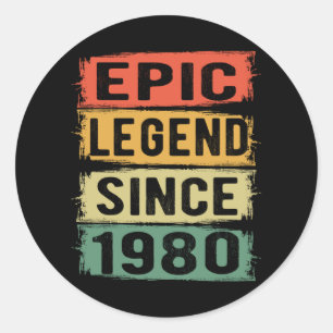 42 jaar oude dag 1980 epic Legend 42e verjaardag Ronde Sticker