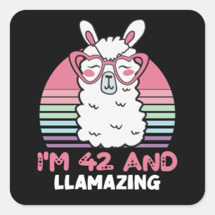 42 jaar oude dag blozen 42e verjaardag Llama Vierkante Sticker