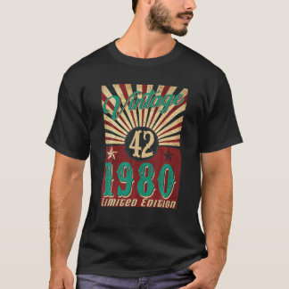 42 jaar oude Vintage 1980 Limited Edition 42Nd Bir T-shirt