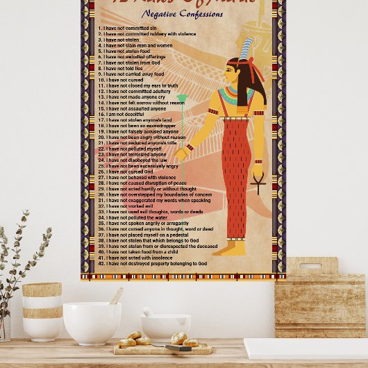 42 Lois De Ma'at - Affiche De Confessions Négative (Cuisine)