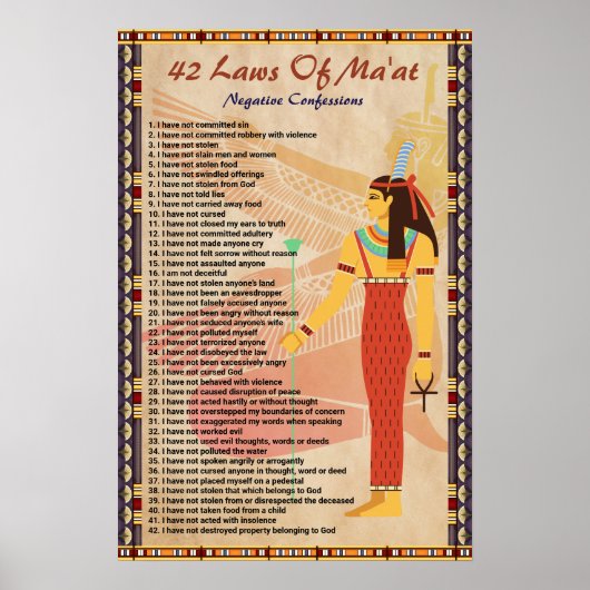 42 Lois De Ma'at - Affiche De Confessions Négative (Devant)