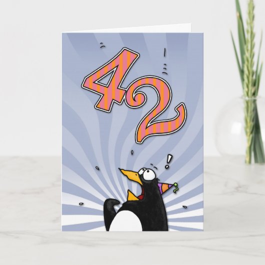 42e anniversaire - Carte de surprise de pingouin (Devant)