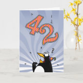 42e anniversaire - Carte de surprise de pingouin (Fleur jaune)