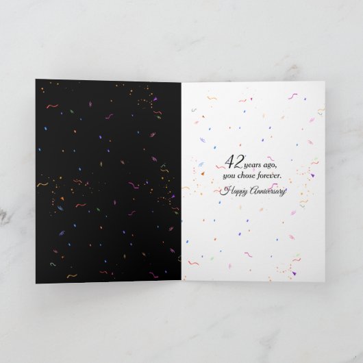 42e bruiloft Jubileum Champagne Toast Kaart (Binnen)