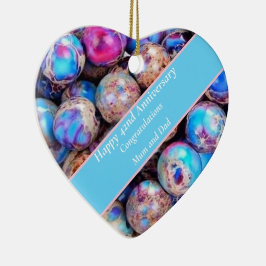 42e bruiloft Jubileum Imperial Jasper Keramisch Ornament (Rechts)