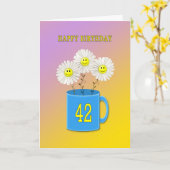 42e carte d'anniversaire avec fleurs joyeux et sou (Fleur jaune)