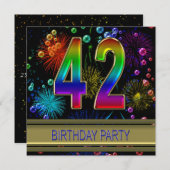 42e fête d'anniversaire Invitation avec bulles (Devant / Derrière)