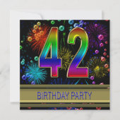 42e fête d'anniversaire Invitation avec bulles (Devant)