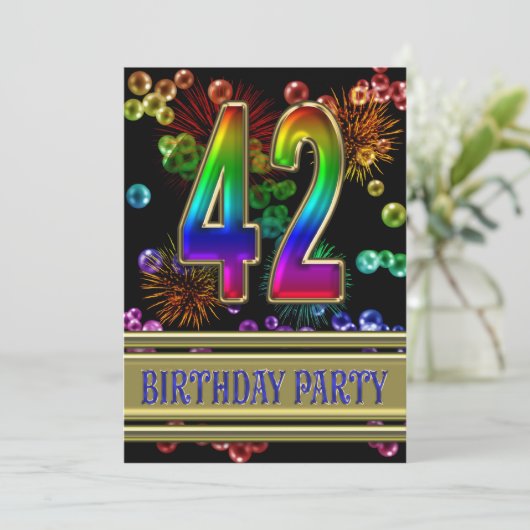42e fête d'anniversaire Invitation avec bulles (Debout devant)