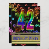 42e fête d'anniversaire Invitation avec bulles (Devant / Derrière)
