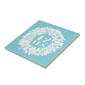 42e Jubileum Witte Bloemenkrans Keepsake Gift Tegeltje (Zijkant)