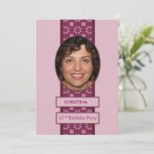 42e verjaardag Afbeelding en naam van de uitnodigi Kaart (Staand voorkant)