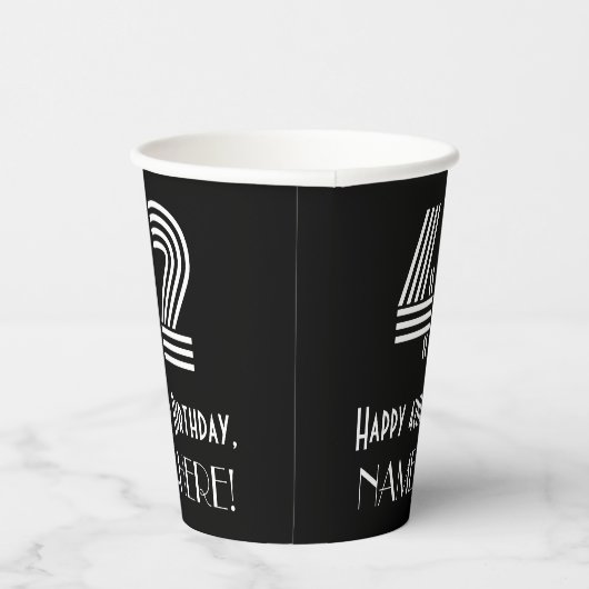 42e verjaardag — Art Deco Geïnspireerde look "42" Papieren Bekers (Rechts)