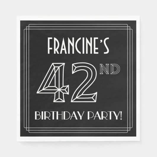 42e verjaardag: Art Deco Style + aangepaste naam Servet (Voorkant)
