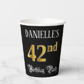 42e verjaardag — Fancy script, Faux Gold look Papieren Bekers (Achterkant)