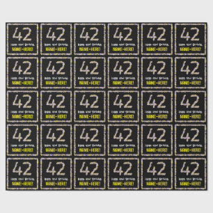 42e verjaardag: Floral Flowers Number, Custom Name Cadeaupapier