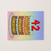 42e verjaardag: Fun Cake and Candles + Custom Name Legpuzzel (Horizontaal)