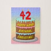 42e verjaardag: Fun Cake and Candles + Custom Name Legpuzzel (Verticaal)