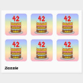 42e verjaardag: Fun Cake and Candles + Custom Name Vierkante Sticker (Vel)