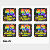 42e verjaardag: Fun Fireworks Kijk, regenboog # 42 Vierkante Sticker (Vel)