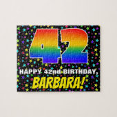 42e verjaardag — Fun, kleurrijk Star Field Pattern Legpuzzel (Horizontaal)