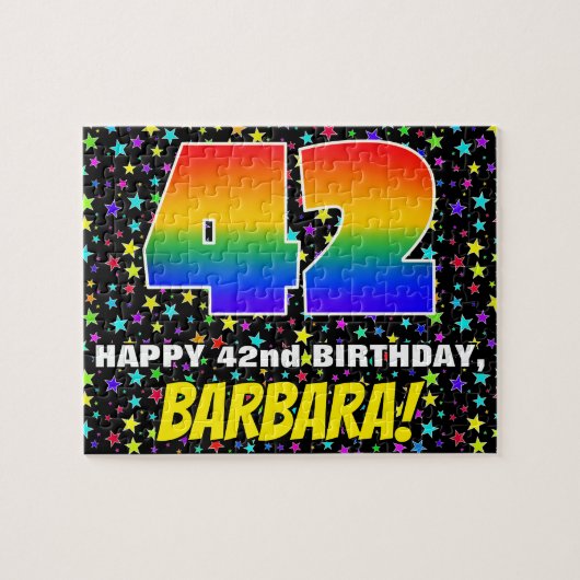 42e verjaardag — Fun, kleurrijk Star Field Pattern Legpuzzel (Horizontaal)