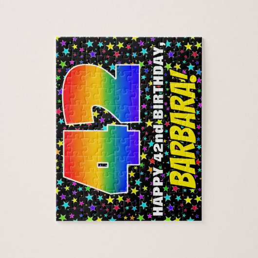 42e verjaardag — Fun, kleurrijk Star Field Pattern Legpuzzel (Verticaal)