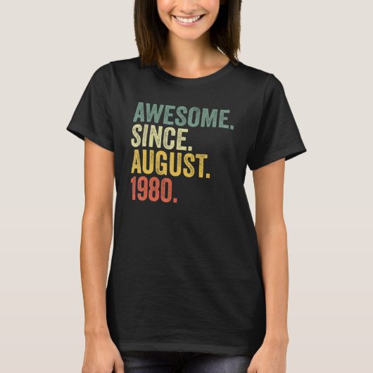 42e verjaardag Geweldige sinds augustus 1980 42 ja T-shirt (Voorkant)