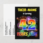 42e verjaardag - Leuk vuurwerk, regenbooglook "42" Briefkaart (Voorkant / Achterkant)