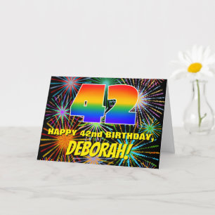 42e verjaardag: Leuke, kleurrijke feestelijke vuur Kaart