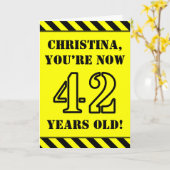 42e verjaardag: Leuke stencil stijl tekst, aangepa Kaart (Gele Bloem)