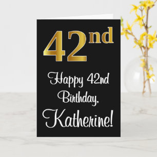 42e verjaardag ~ Luxurieuze Faux Gold-look # Kaart