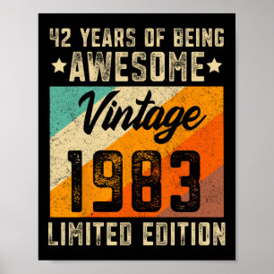42e verjaardag Mannen 42 jaar oude vrouwen 1983 Li Poster