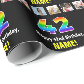 42e verjaardag: Regenboog "42"; Aangepaste foto's  Cadeaupapier (Rol Hoek)