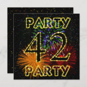 42e verjaardag uitnodiging met vuurwerk (Voorkant / Achterkant)