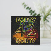 42e verjaardag uitnodiging met vuurwerk (Staand voorkant)