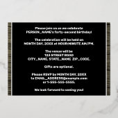 42e verjaardag: Vet, Faux Hood Grain Pattern Folie Uitnodiging (Achterkant)