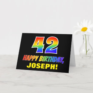 42e verjaardag: Vet, Leuk, Eenvoudig, Regenboog 42 Kaart