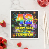 42e verjaardag: Vuurwapenpatroon en regenboog 42 Servet (Insitu)