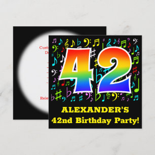 42e verjaardagsfeest: leuke muzieksymbolen, regenb kaart