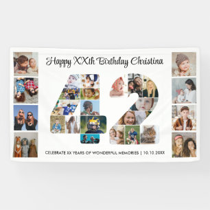 42e verjaardagsfeest Nummer 42 Fotocollage Spandoek