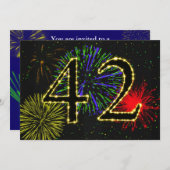 42e verjaardagsfeest uitnodigen kaart (Voorkant / Achterkant)