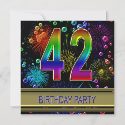 42e verjaardagsfeestje Uitnodiging met bubbels (Voorkant)
