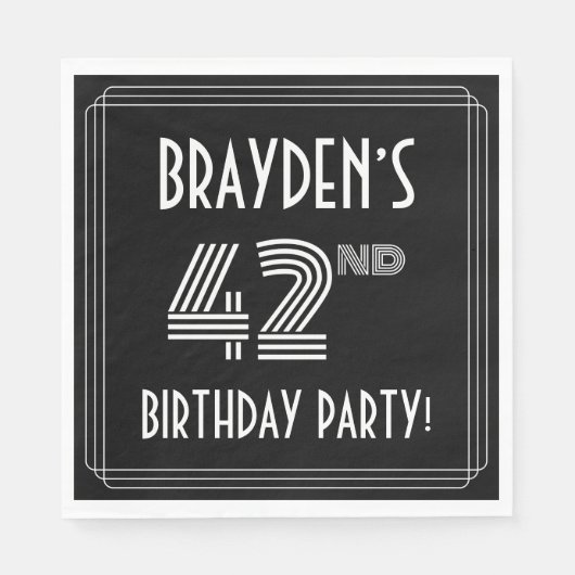 42nd Birthday Party: Art Deco Style + Custom Name Servet (Voorkant)